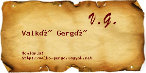 Valkó Gergő névjegykártya